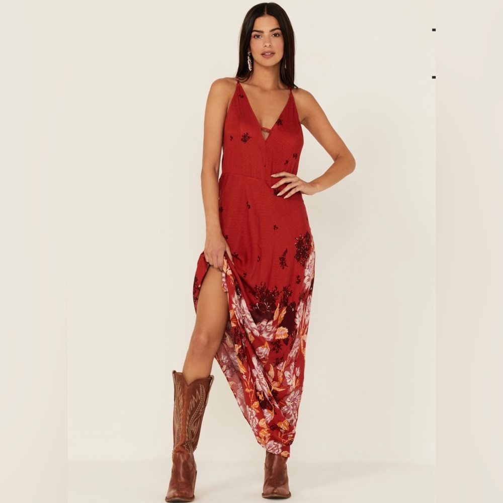 Free People ♥️ Get To You Printed Maxi Slip/ NWT